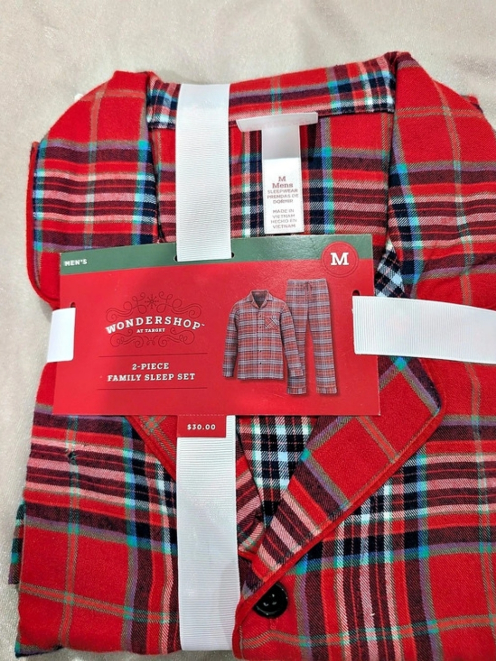 WonderShop 2-Piece Family Sleep Set Red Plaid Red & Green Plaid Medium
